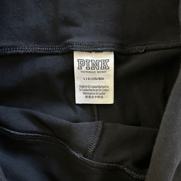 PINK Victoria's Secret Black Leggings with Gray Logo - Picture 2 of 8